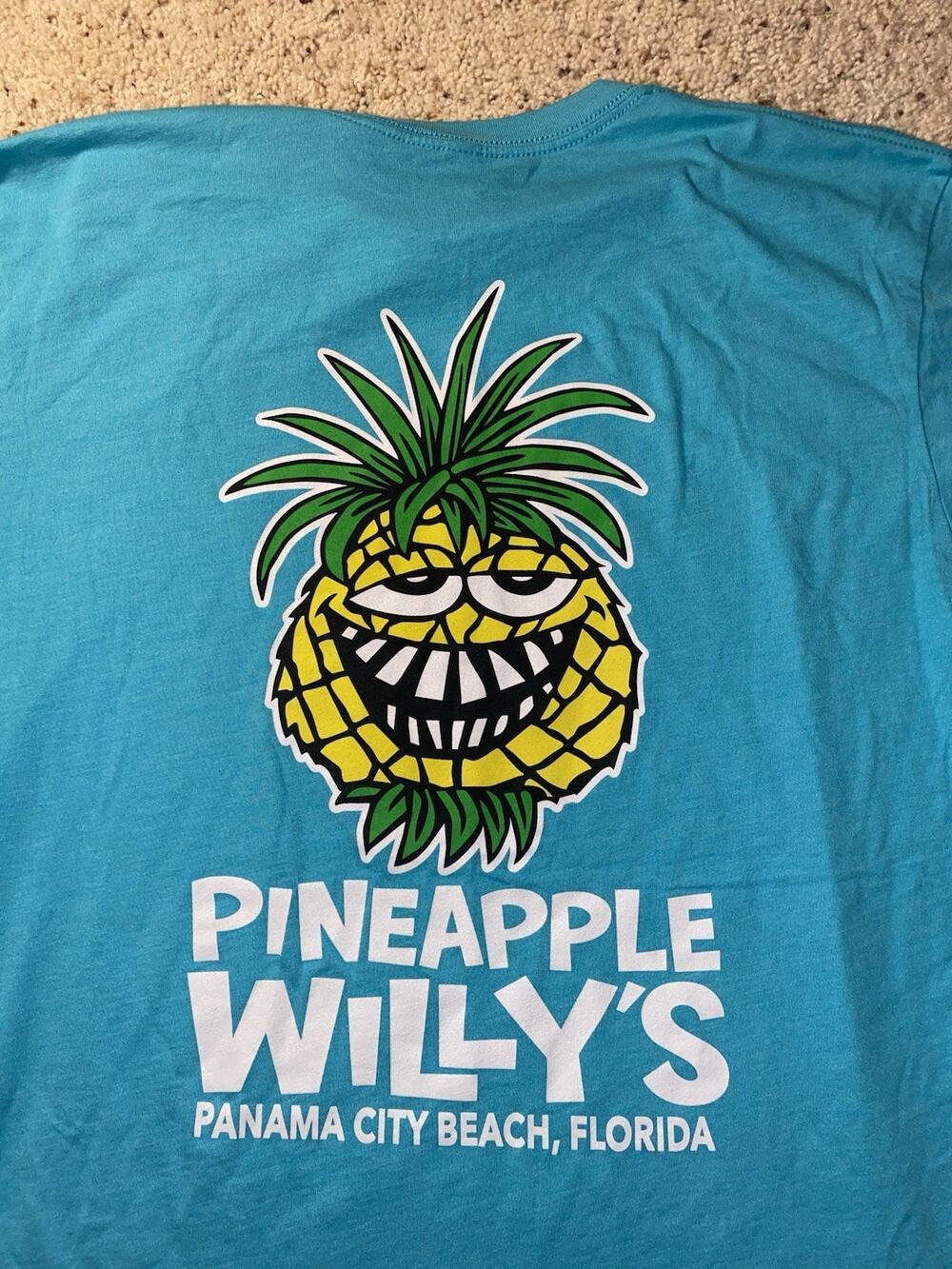 Classic Pineapple Willys Adult Large Blue Funny Logo Beach Tee Shirt